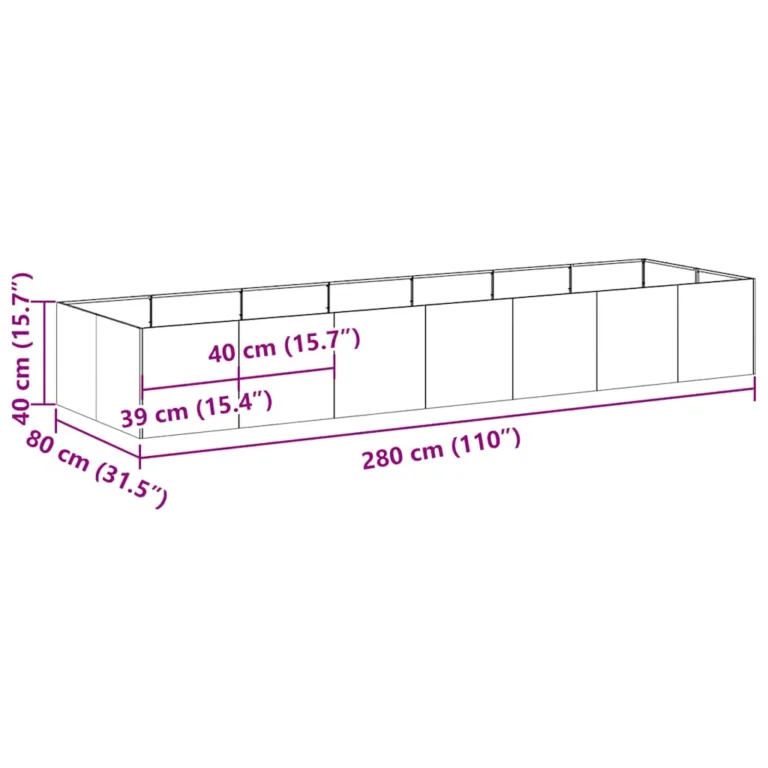 Taimekast valge 280x80x40 cm