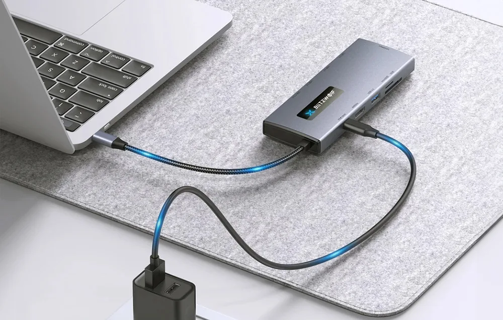 BlitzWolf BW-NEW TH8 10-in-1 USB-C HUB adapter - kiirlaadimine 100W PD laadimisvõimalusega