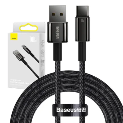 100W USB-C kaabel – Baseus Tungsten Gold USB-A to USB-C (2m, must)