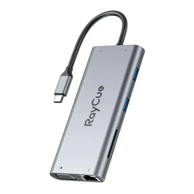 11-ühes USB-C hub – RayCue HXD-RC21101 (4K HDMI, VGA, 1000Mbps RJ45, 87W PD)