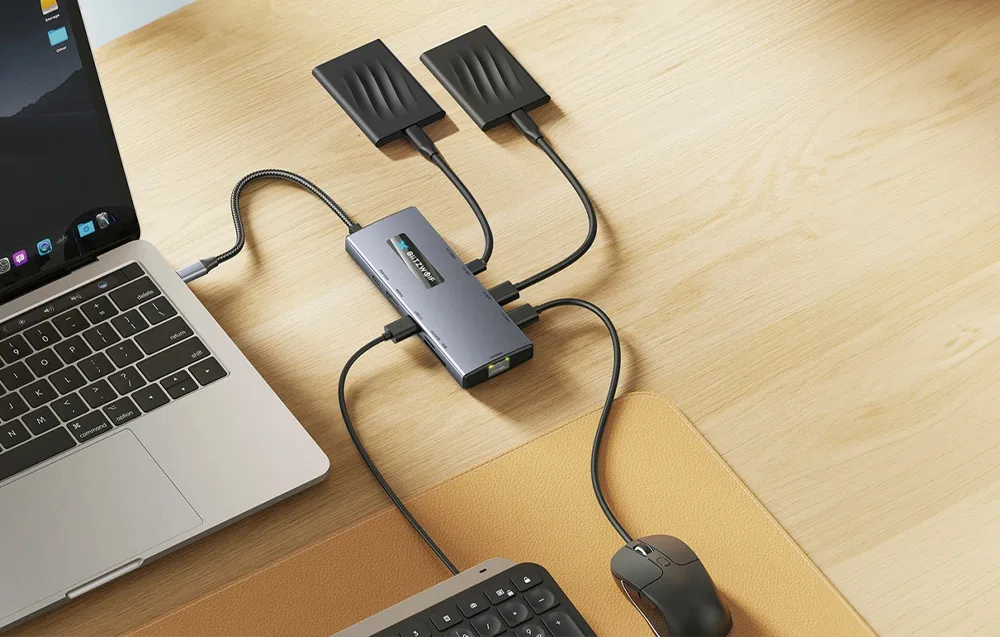 BlitzWolf BW-NEW TH8 10-in-1 USB-C HUB adapter - mitmekülgsed ühendusvõimalused