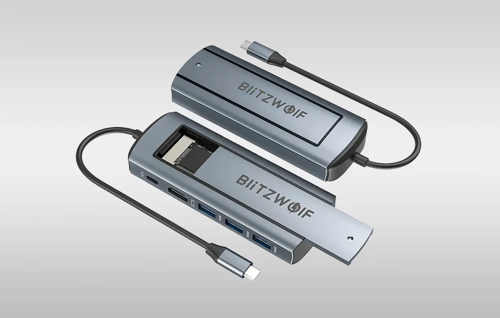 100W kiirlaadimine Blitzwolf BW-Neo TH13 6-in-1 USB-C adapteriga