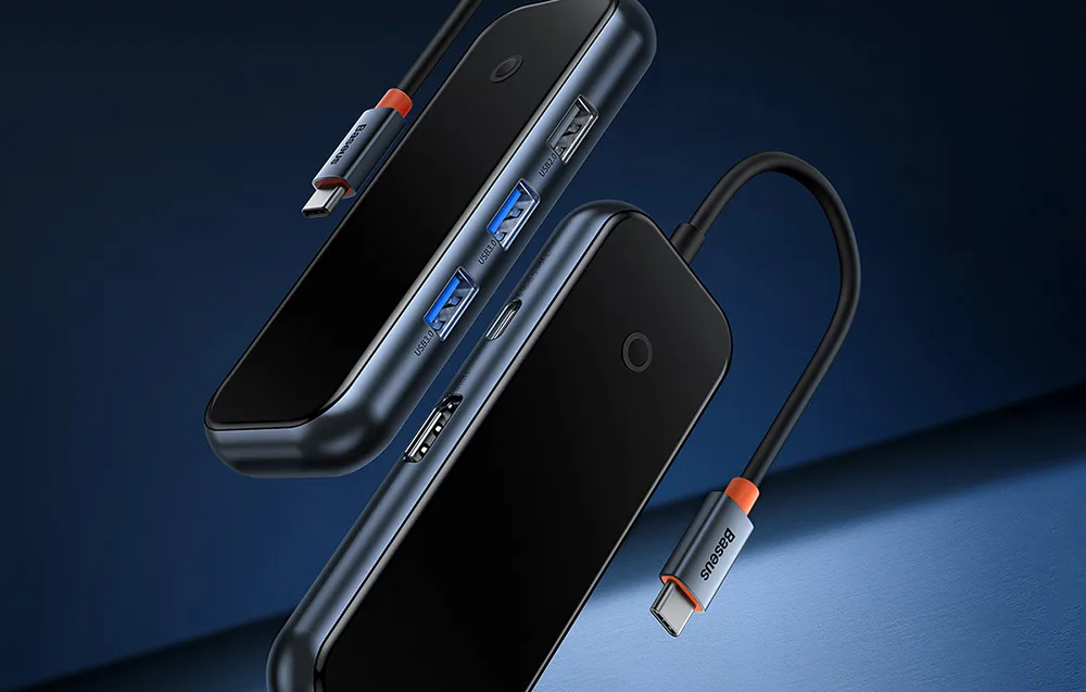 Baseus USB-C jaotur ühendatud sülearvutiga
