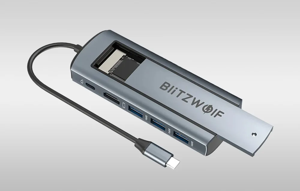 HD Display Port Blitzwolf BW-Neo TH13 6-in-1 USB-C adapteril