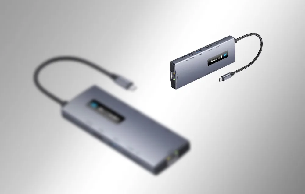 BlitzWolf BW-NEW TH8 10-in-1 USB-C HUB adapter - kiired andmeedastusvõimalused USB pordidega