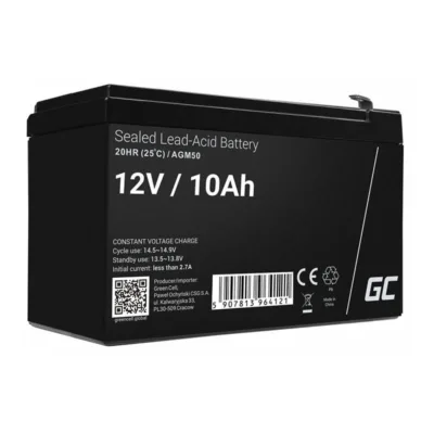AGM VRLA aku: Suletud Green Cell AGM50 12V 10Ah (UPS, mänguauto, muruniiduki jaoks)