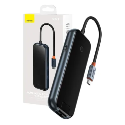 Baseus 5-in-1 jaotur: AcmeJoy USB-C Adapter (100W PD, 2x USB 3.0, USB 2.0, RJ45)