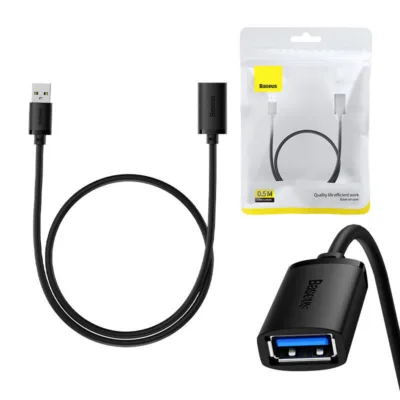 Baseus AirJoy USB 3.0 Pikenduskaabel (Mees-Eemale, 0,5m, Must)