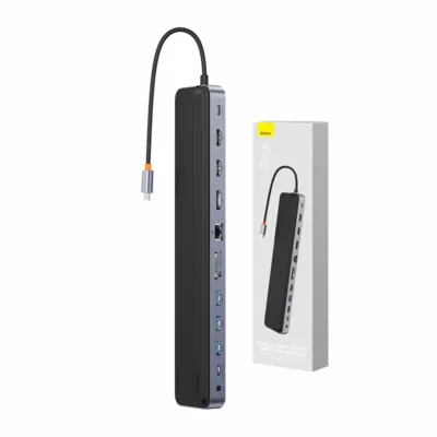 Baseus EliteJoy Gen2 12in1 USB-C Jaotur (2xHDMI, 3xUSB 3.0, PD 100W, RJ45, 3.5mm, Tumehall)