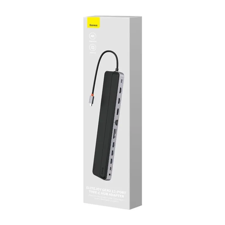 Baseus EliteJoy Gen2 12in1 USB-C Jaotur (2xHDMI, 3xUSB 3.0, PD 100W, RJ45, 3.5mm, Tumehall)