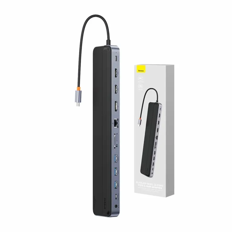 Baseus EliteJoy Gen2 12in1 USB-C Jaotur (2xHDMI, 3xUSB 3.0, PD 100W, RJ45, 3.5mm, Tumehall)
