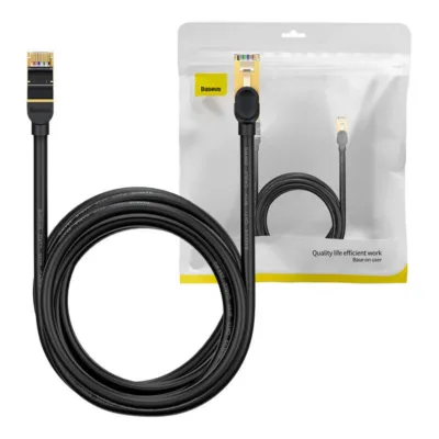 Baseus Ethernet kaabel – RJ45, 10Gbps, 5m, must (kategooria 7, 600 MHz)