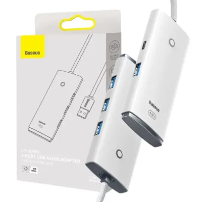 Baseus Lite Series 4in1 USB Jaotur (4 x USB 3.0, 25 cm, Valge)