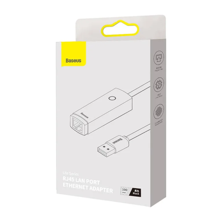 Baseus Lite USB-RJ45 Võrgukaardi Adapter (100 Mbps, Must)