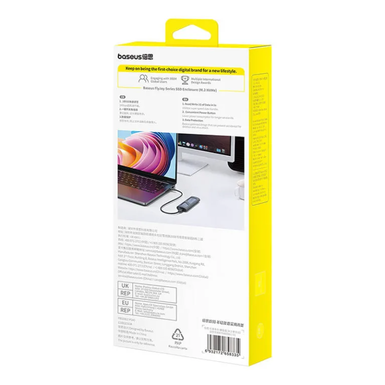 Baseus SSD ümbris – FlyJoy M.2 NVMe (USB 3.2 Gen2, hall)