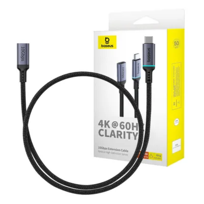 Baseus USB-C Pikenduskaabel 10Gbps 0,5m (100W, Must)