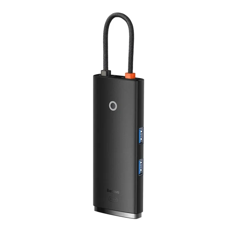 Baseus USB-C jaotur 6in1 Lite (4K HDMI, 2x USB 3.0, USB-C PD, SD/TF) Must