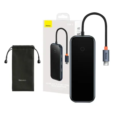 Baseus USB-C jaotur: AcmeJoy 5-in-1 adapter (2x USB 3.0, USB-C PD, HDMI) – Hall
