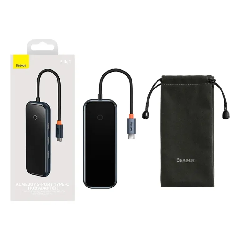 Baseus USB-C jaotur: AcmeJoy 5-in-1 adapter (2x USB 3.0, USB-C PD, HDMI) – Hall