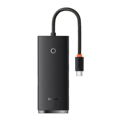 Baseus USB-C jaotur – Lite Series 4-in-1 (4x USB 3.0 + USB-C, 25cm, Must)