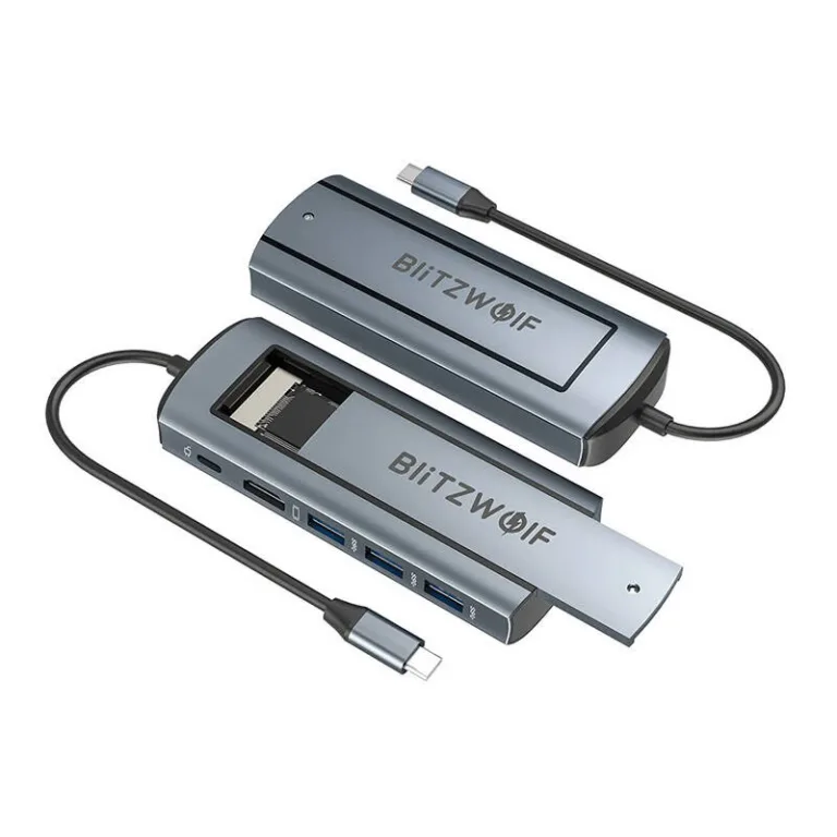 Blitzwolf BW-Neo TH13 6-in-1 USB-C Adapter (100W PD, 4K Display, SSD Tugi)