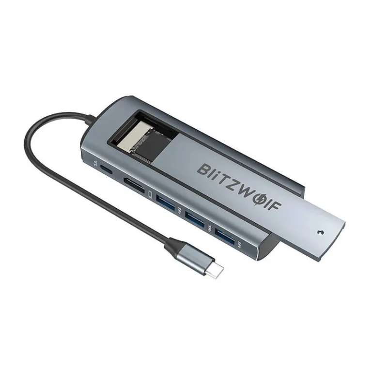 Blitzwolf BW-Neo TH13 6-in-1 USB-C Adapter (100W PD, 4K Display, SSD Tugi)