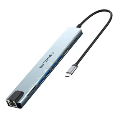 Blitzwolf BW-TH5 10-in-1 USB-C dokkimisjaam (4K HDMI, 100W PD, hõbedane)
