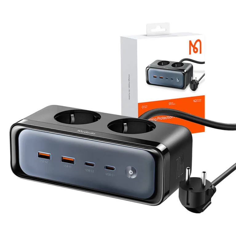 Mcdodo pistikupesa 6in1 CH-4610 (2x USB-C, 2x USB-A, 2 pistikupesa, 70W, 2500W, must)