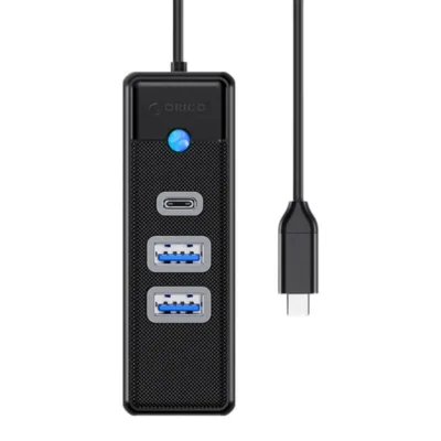 Orico USB-C jaotur, 2x USB 3.0 + USB-C, 5 Gbps, 15 cm, Must