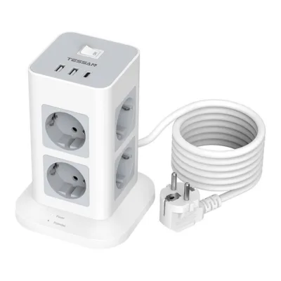 Pistikupesatorn TESSAN TPS03-DE-C (8x AC, 2x USB-A, 1x USB-C, 2m kaabel)