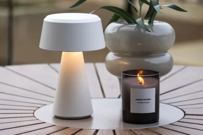 Plastikust laualamp õue Stratford, valge, ø15x23