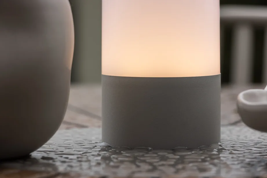 Plastikust laualamp õue Tubu, hall/valge, ø10×18, 7566-166 – 2