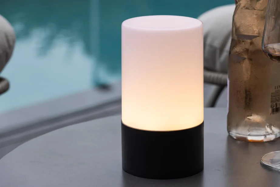 Plastikust laualamp õue Tubu, must/valge, ø10×18, 7566-110 – 2