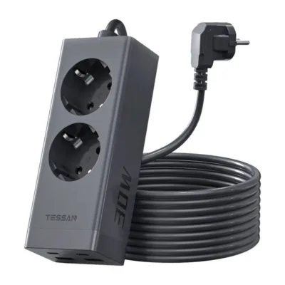 TESSAN GaN pistikupesa TS-FS01DE00 (2 AC, 4 USB, QC 3.0, PD 30W, 2m)