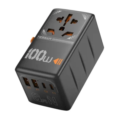 TESSAN TS-WTA04 Reisivadapter (100W GaN, 2x USB-C, 2x USB-A)