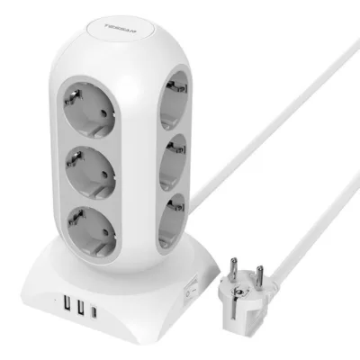 TESSAN voolujaotaja TPS02-DE-C (12 pistikut, 3 USB-porti)