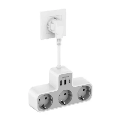 TESSAN vooluriba USB: TS-323X-C (3 pistikut, 1 USB-C, 2 USB-A, 3600W)