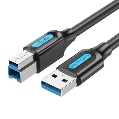 USB 3.0 kaabel: A-B Vention COOBI, 3m, Must (5000 Mbit/s)