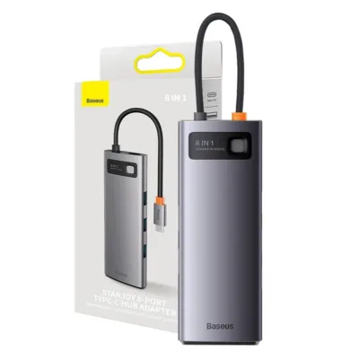 USB-C 8-in-1 Hub: Baseus StarJoy (HDMI, 3x USB 3.0, USB-C PD, RJ45, SD/TF)
