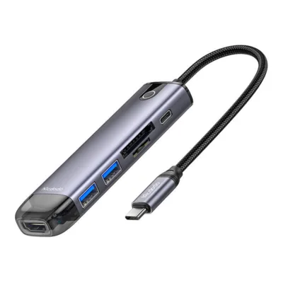 USB-C Hub - Mcdodo HU-7420 6-in-1 (USB-C, USB3.0 x2, SD/TF-lugeja, HDMI, RJ45)