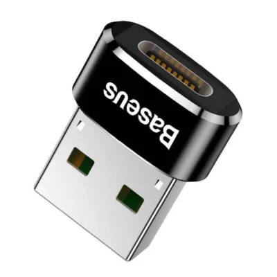 USB-C USB-A adapter – Baseus 3A (Must, Alumiinium)