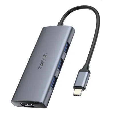 USB-C adapter 7-ühes: Choetech HUB-M19 (4K HDMI, USB 3.0, 100W PD, Hall)