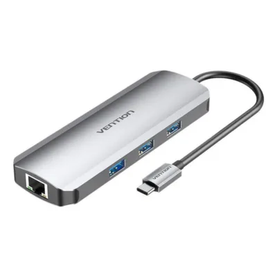 USB-C dokkimisjaam Vention TOKHB (HDMI, 3x USB3.0, RJ45, SD/TF, 100W PD, 0.15m)