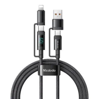 USB-C laadimiskaabel: McDodo 4-in-1 USB-C/A to USB-C/Lightning kaabel CA-1990 (1,2 m, must)