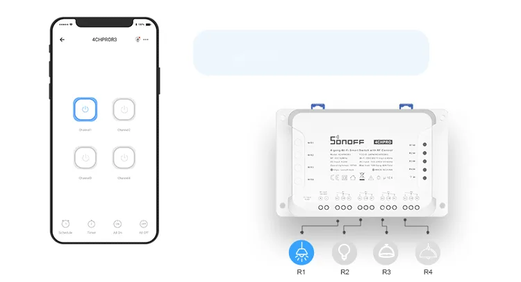 nutikas WiFi lüliti juhtimispaneel – Sonoff 4CHPROR3