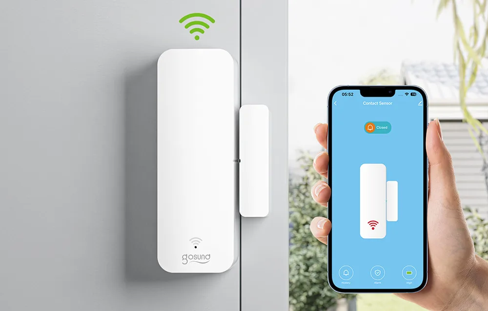 zigbee ukseandur valge korpusega uksele või aknale paigaldamiseks
