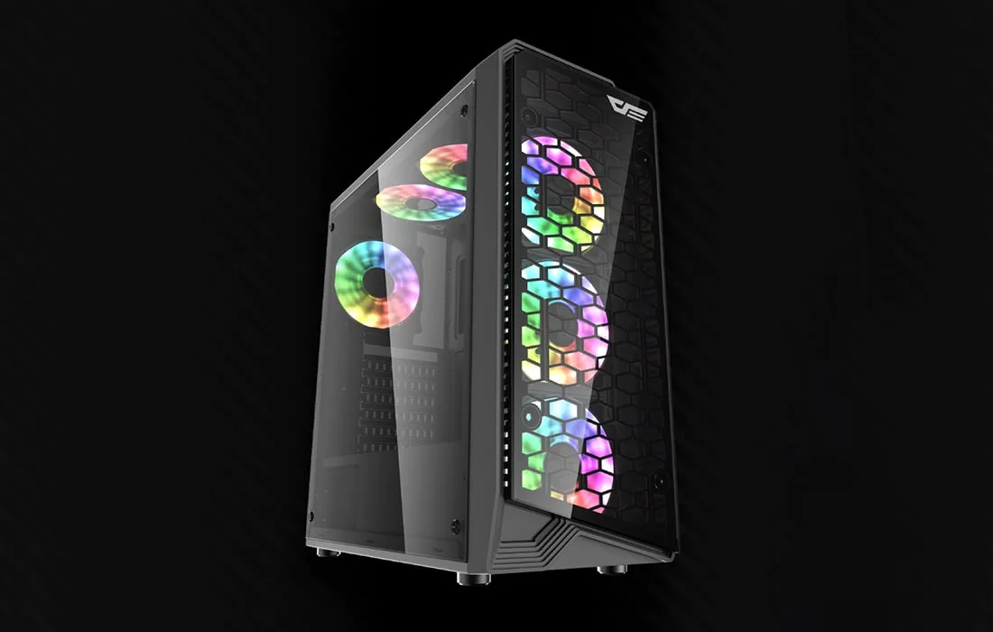 Mänguri arvutikorpus Darkflash Water Square 5 RGB valgustusega