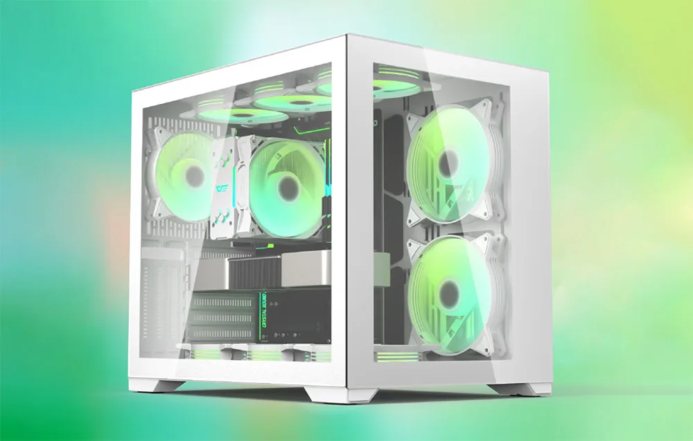 Valge arvutikorpus Darkflash C305 ATX karastatud klaasiga, minimalistliku disainiga