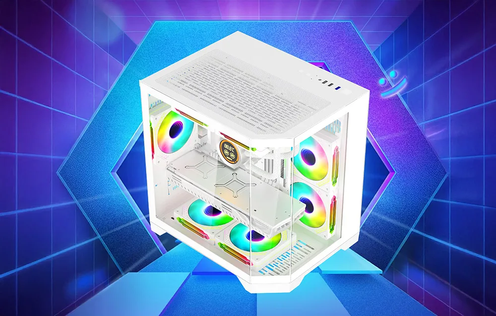 Valge arvutikorpus Darkflash FT350 RGB ventilaatoritega