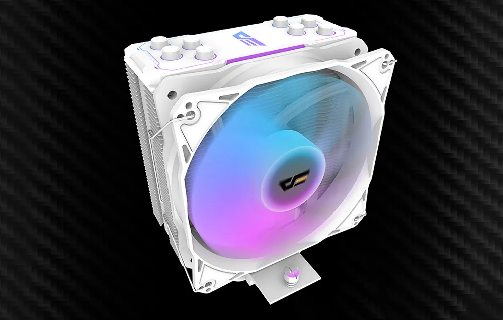 ARGB protsessorijahuti Darkflash Z4 PRO MIST WHITE laualt vaates